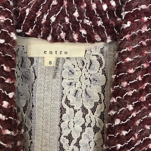NEW Entro Burgundy Lace Layered Knit Cardigan S - Picture 3 of 8